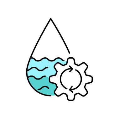 Sucul kaynakları yönetim çizgisi renk simgesi. Web sayfası, mobil uygulama için imzala,