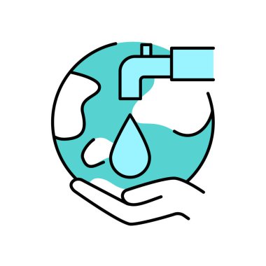 Su tüketim çizgisi renk simgesi. Web sayfası, mobil uygulama için imzala,