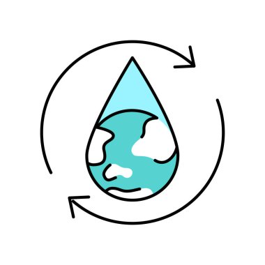 Su verimliliği çizgisi renk simgesi. Web sayfası, mobil uygulama için imzala,