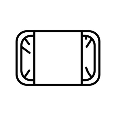 Plastik tepsi konteynır hattı simgesi. Vektör izole ögesi. 