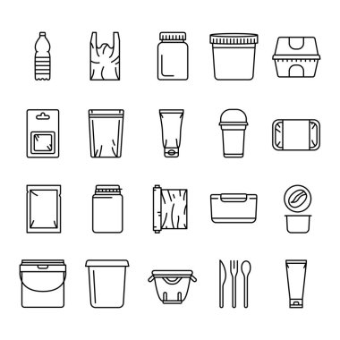 Gerçekçi paket satırı simgeleri ayarlandı. Vektör izole ögesi. 