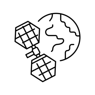 uzay siyah çizgi simgesinde enerji üretimi.