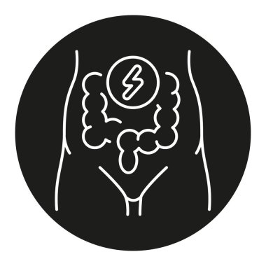 Mide bozukluğu çizgisi siyah ikon. Adet öncesi sendromu. Web sayfası, mobil uygulama, düğme, logo için imza. İzole edilmiş vektör düğmesi. 