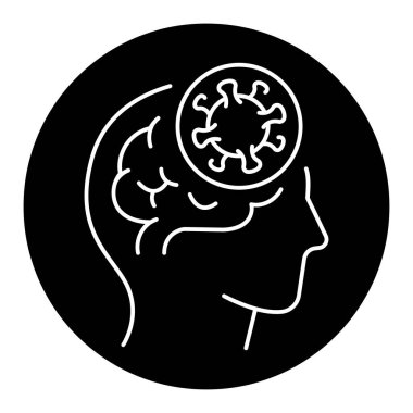 Ensefalit çizgisi siyah ikon. Web sayfası, mobil uygulama için imzala,