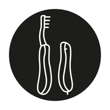 Seyahat eden diş fırçası çizgisi siyah simgesi