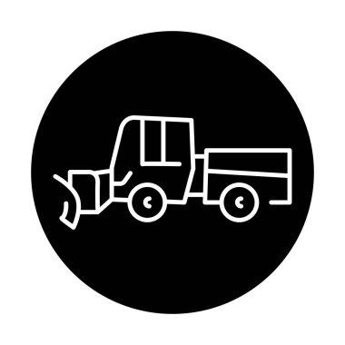 Kaldırımdaki kar temizleme aracı siyah çizgi çizimi. Kar temizleme makinesi.