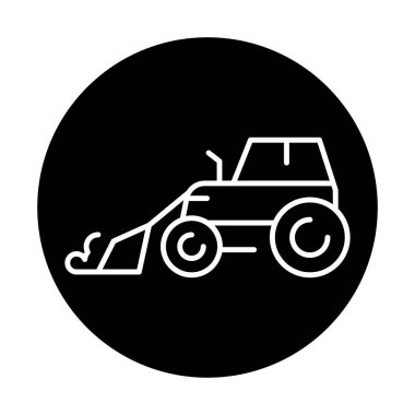 Kar Yükleyici siyah çizgi çizimi. Kar temizleme makinesi.