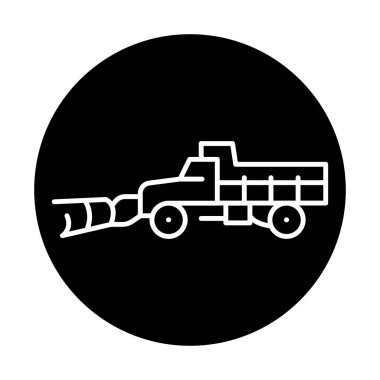 Kar temizleme traktörü siyah çizgi çizimi. Kar temizleme makinesi.