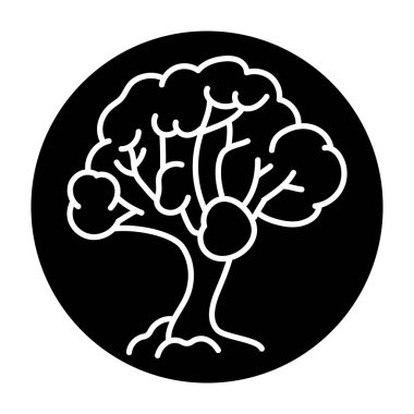 Kar dalı renk çizgisi simgesi olan ağaç. Vektör illüstrasyonu