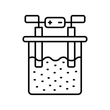 Elektroliz hattı siyah ikonu. Web sayfası, mobil uygulama için imzala,