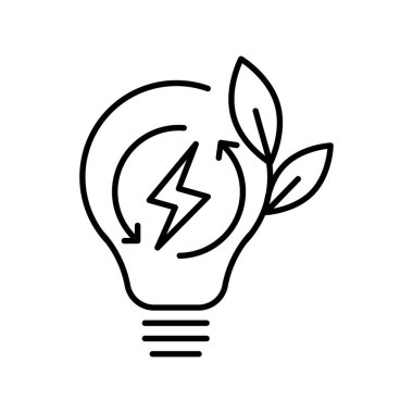 Enerji verimliliği çizgisi siyah simgesi. Web sayfası, mobil uygulama için imzala,