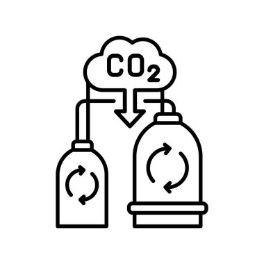 reducing CO2 emissions line black icon. Sign for web page, mobile app, clipart