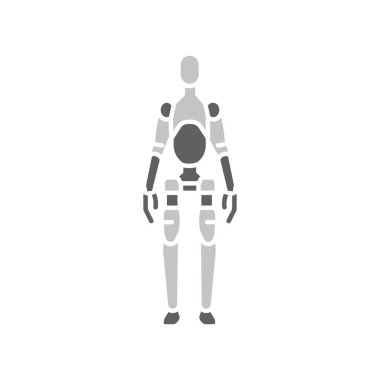 İnsansı robot düz simgesi. 