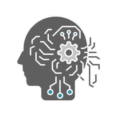 Makine Öğrenme Düz Simgesi. 