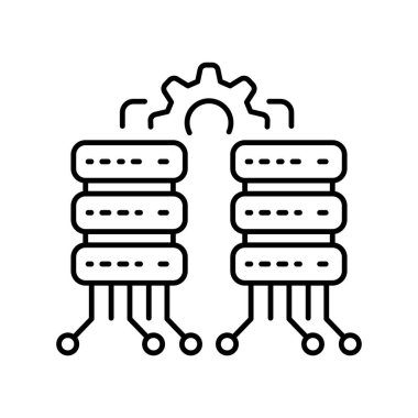 Veri entegrasyonu siyah çizgi simgesi.