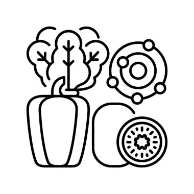 Antioksidan siyah çizgi simgesi. Vektör izole ögesi 