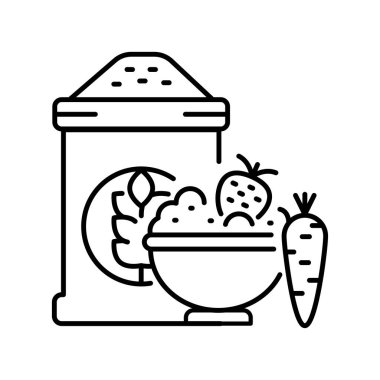 Karbonhidrat siyah çizgi ikonu. Vektör izole ögesi 