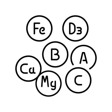 Micronutrients black line icon. Vector isolated element  clipart