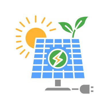 Güneş enerjisi düz çizgi simgesi.