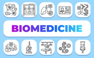 biomedicine text concept. Shablon for presentation and Infographics. Minimal Clean Icons for Apps and Websites. clipart