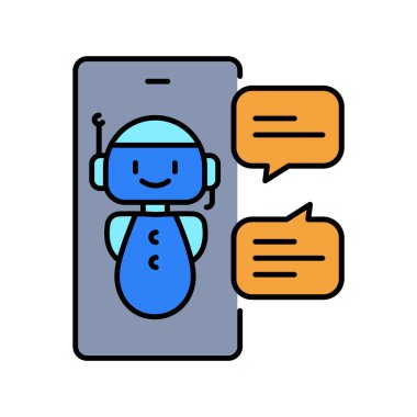 El güçlü Chatbots çizgi simgesi. Vektör izole eleman. Düzenlenebilir vuruş.