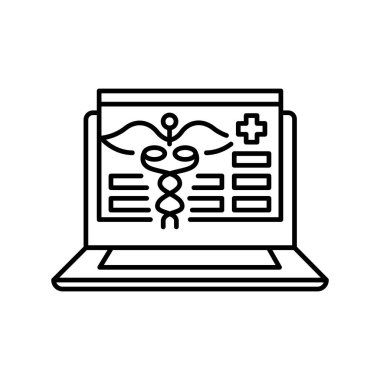 Dijital ve yazdırma projeleri için Al tıbbi kayıt siyah çizgi simgesi. Uygulamalar ve web siteleri için en az temiz simgeler. UI UX ve markalaşma için modern basit simgeler