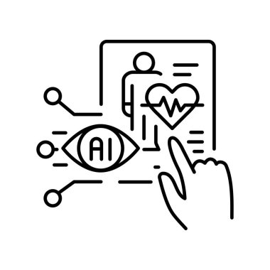 Yapay zeka hastası dijital ve baskı projeleri için siyah çizgi simgesini izliyor. Uygulamalar ve web siteleri için en az temiz simgeler. UI UX ve markalaşma için modern basit simgeler