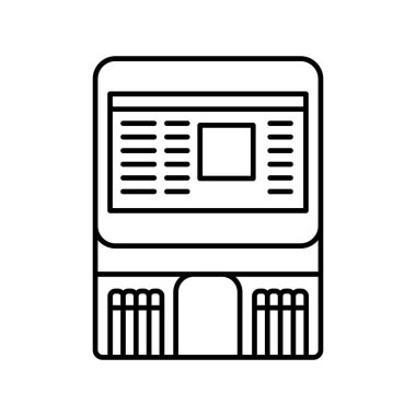 Dijital ve baskı projeleri için kan testi cihazı siyah çizgi simgesi. Uygulamalar ve web siteleri için en az temiz simgeler. UI UX ve markalaşma için modern basit simgeler
