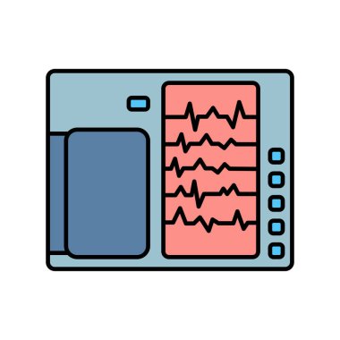 Dijital ve baskı projeleri için taşınabilir elektrokardiyograf siyah çizgi simgesi. Uygulamalar ve web siteleri için en az temiz simgeler. UI UX ve markalaşma için modern basit simgeler