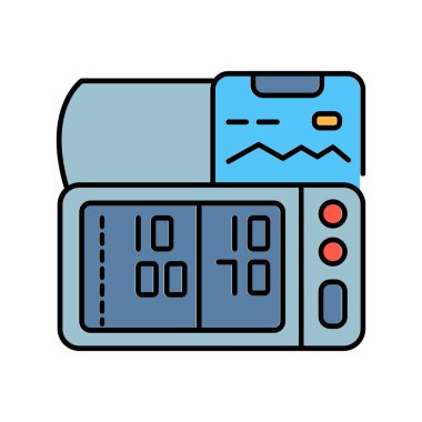 Dijital ve baskı projeleri için akıllı kan basıncı siyah çizgi simgesi. Uygulamalar ve web siteleri için en az temiz simgeler. UI UX ve markalaşma için modern basit simgeler