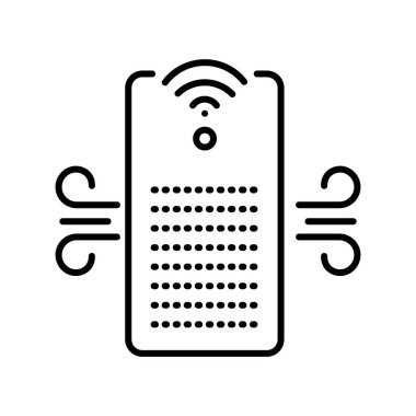 Dijital ve yazdırma projeleri için akıllı hava temizleyici siyah çizgi simgesi. Uygulamalar ve web siteleri için en az temiz simgeler. UI UX ve markalaşma için modern basit simgeler