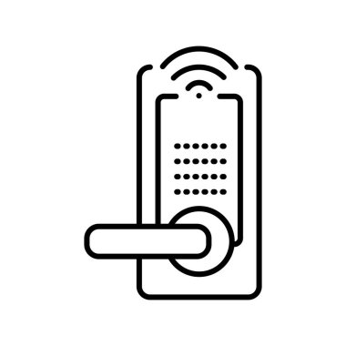 akıllı kilitler dijital ve yazdırma projeleri için siyah çizgi simgesi. Uygulamalar ve web siteleri için en az temiz simgeler. UI UX ve markalaşma için modern basit simgeler