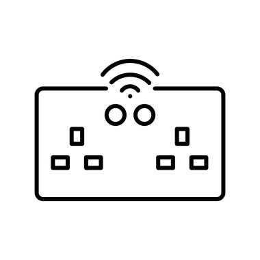 Akıllı soketler dijital ve yazdırma projeleri için siyah çizgi simgesi. Uygulamalar ve web siteleri için en az temiz simgeler. UI UX ve markalaşma için modern basit simgeler