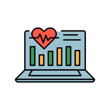 Tıp çizgisi ikonunda veri analizi. Vektör izole eleman. Düzenlenebilir vuruş.