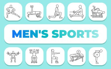 Erkek spor metni konsepti. Shablon sunum ve bilgi grafikleri için. Uygulamalar ve Web siteleri için Asgari Temiz Simgeler.