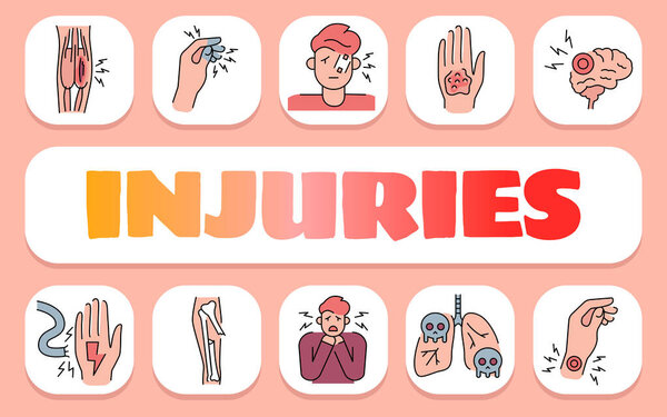 household injuries text concept. Shablon for presentation and Infographics. Minimal Clean Icons for Apps and Websites.