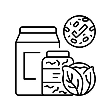 Probiyotik siyah çizgi simgesi. Vektör izole eleman. Beslenme bilimi düzenlenebilir vuruş