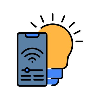 Dijital ve yazdırma projeleri için akıllı lamba rengi düz simge. Uygulamalar ve web siteleri için en az temiz simgeler. UI UX ve markalaşma için modern basit simgeler