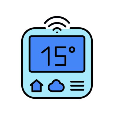 Dijital ve yazdırma projeleri için akıllı termostat siyah çizgi simgesi. Uygulamalar ve web siteleri için en az temiz simgeler. UI UX ve markalaşma için modern basit simgeler
