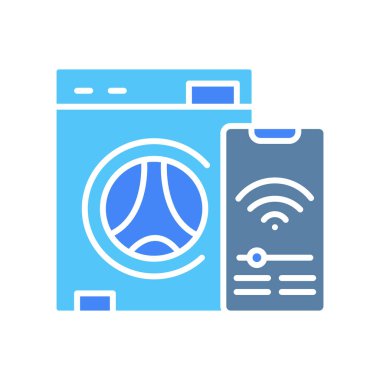 Dijital ve yazdırma projeleri için akıllı çamaşır makinesi siyah çizgi simgesi. Uygulamalar ve web siteleri için en az temiz simgeler. UI UX ve markalaşma için modern basit simgeler