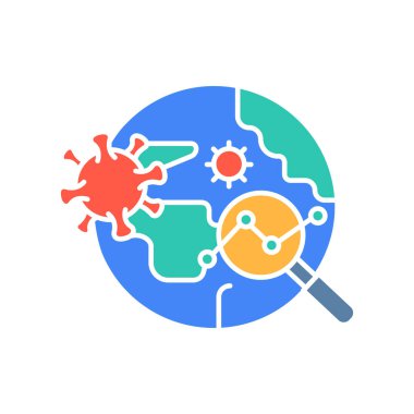 Dijital ve yazdırma projeleri için epidemiyolojik izleme renk simgesi. Uygulamalar ve web siteleri için en az temiz simgeler. UI UX ve markalaşma için modern basit simgeler