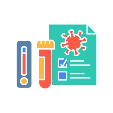 Dijital ve yazdırma projeleri için virüs testi ve teşhisi renk düz simgesi. Uygulamalar ve web siteleri için en az temiz simgeler. UI UX ve markalaşma için modern basit simgeler