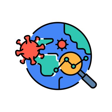 Dijital ve yazdırma projeleri için epidemiyolojik izleme renk çizgisi simgesi. Uygulamalar ve web siteleri için en az temiz simgeler. UI UX ve markalaşma için modern basit simgeler