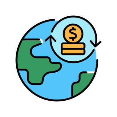Dijital ve yazdırma projeleri için para arzı renk çizgisi simgesi. Uygulamalar ve web siteleri için en az temiz simgeler. UI UX ve markalaşma için modern basit simgeler