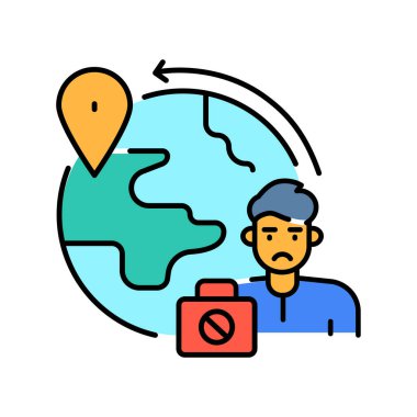 Dijital ve yazdırma projeleri için yasa dışı göç rengi düz simgesi. Uygulamalar ve web siteleri için en az temiz simgeler. UI UX ve markalaşma için modern basit simgeler