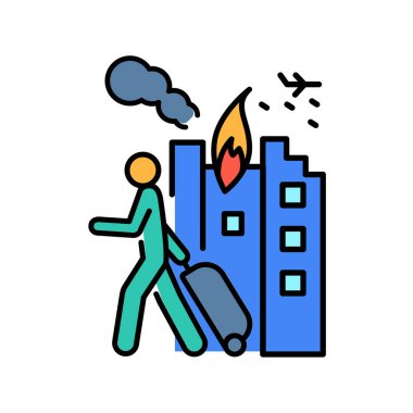 Dijital ve yazdırma projeleri için mülteci rengi düz simge. Uygulamalar ve web siteleri için en az temiz simgeler. UI UX ve markalaşma için modern basit simgeler
