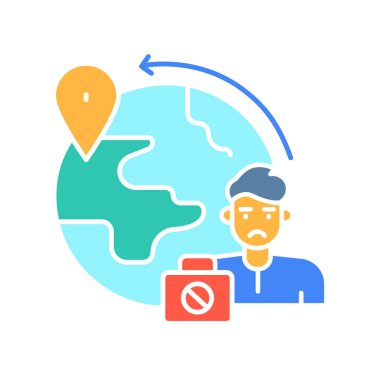 Dijital ve yazdırma projeleri için yasa dışı göç rengi düz simgesi. Uygulamalar ve web siteleri için en az temiz simgeler. UI UX ve markalaşma için modern basit simgeler