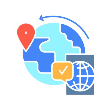 Dijital ve yazdırma projeleri için yasal göç rengi düz simgesi. Uygulamalar ve web siteleri için en az temiz simgeler. UI UX ve markalaşma için modern basit simgeler