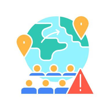 Dijital ve yazdırma projeleri için göç krizi renk simgesi. Uygulamalar ve web siteleri için en az temiz simgeler. UI UX ve markalaşma için modern basit simgeler