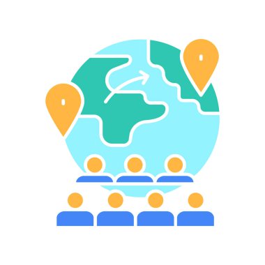Dijital ve yazdırma projeleri için göç rengi düz simgesi. Uygulamalar ve web siteleri için en az temiz simgeler. UI UX ve markalaşma için modern basit simgeler
